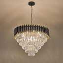 Soilsiu Modern Crystal Chandeliers for Dining Room, Pendant Light Fixture Over Table, 12-Light Height Adjustable Hanging Light Fixtures for Kitchen Island, Living Room, Bedroom, L23.5'' x W17.5''