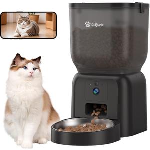 Automatic Dog & Cat Feeder,APP Controlled with Freshness Preservation, 4L Timed Cat Feeder with Timer Programmable, HD Camera for Voice and Video Recording (Black