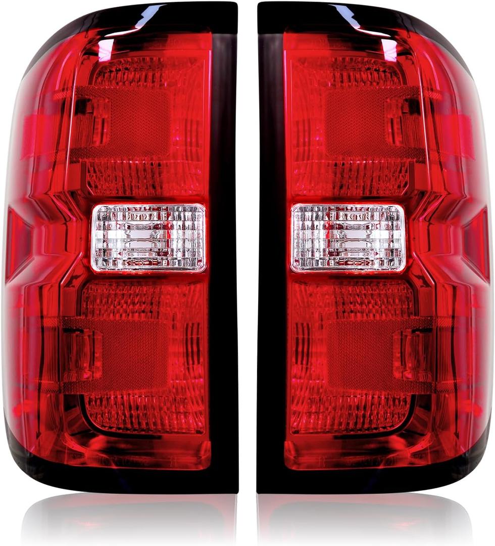 OE Red Tail Lights for 2014-2019 Chevy Silverado 1500/2500/3500 & 2015-2019 GMC Sierra 3500HD DRW | Factory 3-Bulb Housing Only | Driver+Passenger Pair (No Bulbs/Harness)