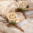 Ling's moment Boutonniere for Men, 2pcs Groom Groomsmen Guest Boutonniere, Artificial Flowers for Wedding/Prom/Homecoming, etc.Brown Beige