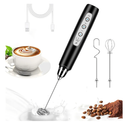 Milk Frother Handheld for Coffee, Electric Whisk 3 Speed Adjustable, Drink Mixer with Stainless 3 Whisks, Rechargeable Hand Frother Wand, Foam Maker for Latte Cappuccino Hot Chocolate Egg Black