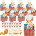 Novabright 12 Pcs Basketball Gift Basket Player Treat Fabric Storage Basket Candy Snack Bucket with Basketball Hoop Greeting Cards Packaging Bags Ribbons for Birthday Party Favors Gift Decoration