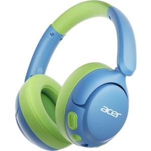 acer Kids Bluetooth Headphones, 85dB Volume Limiter, Foldable Wireless Over-Ear Headphones for iPad, Travel, 75H Playtime, Bluetooth 5.4, Built-in Mic, Blue Green