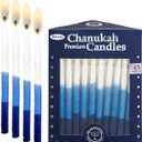 Rite Lite Premium Dripless Blue & White Hanukkah Candles - Tri Color Bulk Pack of 45 - Decorative & Fits Most Menorahs Jewish Holiday Party Favors Accessories Decorations for All 8 Nights of Chanukah