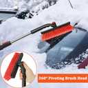 COFIT Car Snow Brush with Ice Scraper and Squeegee 3 in 1, 39" Extendable Cleaning Kit Long Handle, Windshield Snow Removal Tool Scratch Free for SUV Truck RV Window Roof Exterior Wash Supplies, Red