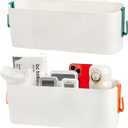 Yopay 2 Pack Bedside Caddy Organizer, Plastic Bunk Bed Shelf, Dorm Bedside Holder, Multi Storage Pocket Holder for Kids Loft Bed Rail Rv Bathroom College with Hook