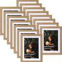 Lyeasw 4x6 Picture Frame Set of 15, Display Pictures 5x7 without Mat or 4x6 with Mat, Natural Wood Color Multi Photo Frames for Wall or Tabletop