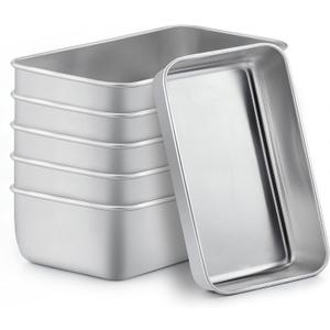 TeamFar Loaf Pans for Baking, 9  5 Inch Stainless Steel Loaf Bread Pans Tins for Homemade Bread/Brownies, Healthy & Sturdy, Oven & Dishwasher Safe - Set of 6 (Silver)
