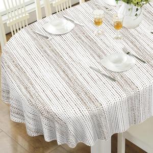 Oval Tablecloth, French Country Printed Oval Table Cloth-54x72 Inch, Fabric Washable and Waterproof Oval Table Cover for Farmhouse Kithchen Dining Decoration (White-brown)