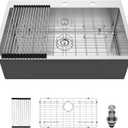 33 Drop In Kitchen Sink - Beslend 33x22 Inch Single Bowl Kitchen Sinks Stainless Steel Topmount Basin 16 Gauge Handmade Top Mount Sink (33 Inch)