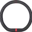 Suede D Shape Steering Wheel Cover,Compatible with Alfa Romeo Giulia Stelvio Flat Bottom Suede Leather Sport Non-Slip Wheel Cover Car Interior Accessories 15 inch for Man and Women