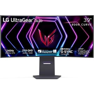 LG 39GS95QE Ultragear OLED Curved Gaming Monitor 39-Inch WQHD 800R 240Hz 0.03ms DisplayHDR True Black 400 AMD FreeSync Premium Pro NVIDIA G-Sync HDMI 2.1 DisplayPort Tilt/Height/Swivel Stand - Black