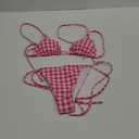 Alyweatry Women Two Piece String Bikini Set Floral Print Halter Side Tie Triangle Thong Swimsuits Bathing Suit (Medium, Pink Gingham)
