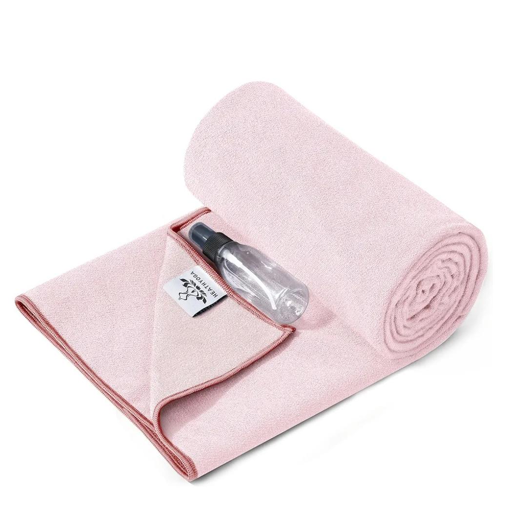 Heathyoga Yoga Mat Towel Non Slip for Hot Yoga Towel with Silicone Grip & Free Spray Bottle, 72"X26" Extra Large Microfiber Yoga Towel for Bikram, Pilates, Fitness