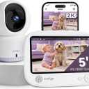 Smart WiFi Baby Monitor - 5" 1080P Split Screen & 2K Camera App Control, Motion Alerts, Sound Detection, HD Night Vision, 5050mAh Battery, 2-Way Talk, Multi-User, Triple Security, 1600ft Range