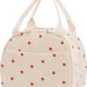 Lunch Bag - Insulated Lunch Box for Women, Reusable Large Capacity Cooler Bag for Adult, Small Leakproof Cute Corduroy Lunch Tote for Work Office Travel Picnic (Corduroy Strawberry)