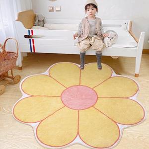 Poowe Yellow Floral Area Rug, 31.5" Round, Soft, Non-Slip, Machine Washable, Living Room, Bedroom
