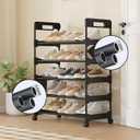 Long Storage Shoe Rack Organizer Cabinet Sturdy Shoe Shelf with Wheels Free Standing Shoe Rack for Home and Entryway 3 Tier - 23.6" W Hold 9 Pairs