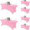 Fokitut 6 Pack Spandex Table Cover for 6FT Table Universal Fitted Stretch Tablecloth for Party, Banquet, Wedding and Events-Pink