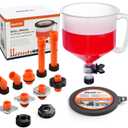 No-Spill Coolant Funnel Kit 15-Piece Radiator Burping Funnel with Rotary Shut-Off Valve, GM & Ford Threaded Adapters, Extensions, 45 Elbows for Universal Cars & Trucks Cooling System Air Bleeding