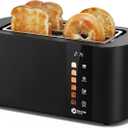 Balter Toaster 4 Slice Wide Slot, Bagel Function, Long Slot, Stainless Steel, Touch Screen, Built-in Rack, Extra-Wide 1.5" Slots for Thick Breads & Bagel, Timer, BPA-Free, Removable Tray, Black