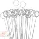 Hotop 30 Pcs Floral Card Holder Pick Metal Wire Flower Place Card Stick 13.4 in Picture Photo Memo Holder Round Floral Gift Stick Clip for Centerpiece Table Wedding Baby Shower Party Favor (Silver)