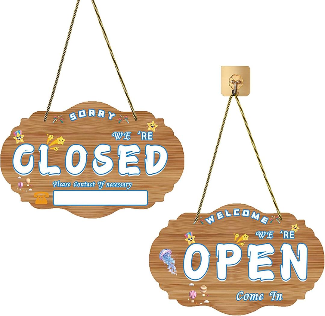 Double-Sided Waterproof Privacy Door Sign - Reversible Hanging Decor for Hotels, Offices & Clinics, Do Not Disturb/Please Use Other Door Indicator, 30 * 19CM-Open-Closed（Contact Number）