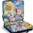 Bingo Jackpot Blue Pattern Seat Cushion  Storage Pouch & Handles, Extra Thick 3 Cushion with Strap  Comfortable Folding Chair Cushion for Bingo Nights