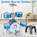 Kids Drum Set for Toddlers with 5 Jazz Drum Kit & Lights (Vibrating-Controlled) & Alloy, Musical Instruments Toys, Boys Gifts for Aged 1-3 3-5