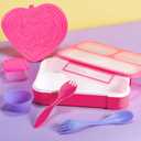 Kids Lunch Box Bag Set: Girls Unicorn Lunch Bags Bento Boxes with 3-Compartment Included Ice Pack Water Bottle Insulated Lunchbag Reusable School Lunchbox Containers Kit for Toddler Daycare Childrens (Pink)