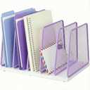 AUPSEN 5-Section File Organizer for Desk, Wood Mesh Desktop File Organizer, File Sorter Storage Rack, Vertical Folder Holder for Files, Magazines, Books (Purple)