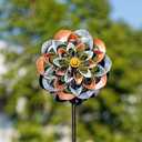 VEWOGARDEN 360 Outdoor Metal Wind Spinners Kinetic Wind Sculptures & Spinners for Yard Garden Lawn Patio Decorations, Gray & Bronze