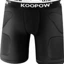 KOOPOW Youth Boys Padded Compression Sliding Shorts Pants with Cup Pocket, Kids Baseball Slider Underwear,Football, Lacrosse (Black), Y-S