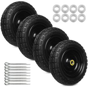 10 Inch Solid Rubber Tires, 4.10/3.50-4 Tire and Flat Free with 5/8" Bearings, 2.17" Offset Hub for GOR Garden Carts, Garden Wagon Carts, Trolleys, Hand Trucks and Utility Cart(4 Pack)
