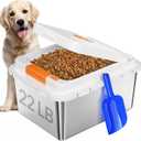 Stainless Steel Dog Food Storage Container 22LB, Airtight Pet Food Bin with One-Touch Lid, Large Capacity Metal Storage for Dog & Cat Food, Keeps Food Fresh, Odor-Proof & Easy to Clean