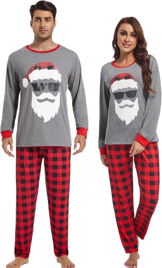 Finihen Christmas Couple Pjs Family Matching Christmas Pajamas For Men Clothes Comfortable Sleepwear (Medium, Plaid-07)