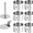 8 Pcs Cake Ring Molds, Seamless Stainless Steel Cake Cutter For Baking, 3 inch Cooking Rings with Pusher & Lifter, Dessert Mousse Molds Baking Tools, Includes 1 Pusher, 1 Lifter and 6 Rings