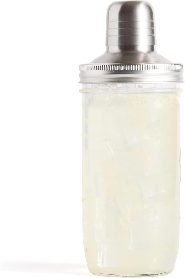 Jarware Mason Jar Cocktail Shaker Lid For Wide Mouth Mason Jar, Stainless Steel