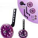 training wheels flash mute wheel bicycle stabiliser mounted Kit compatible for bikes of 12 14 16 18 20 Inch 1 Pair (Purple)