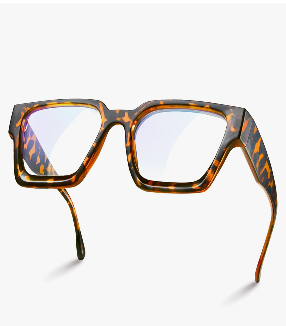 livho Oversized 99% Blue Light Glasses for Woman - Rectangle Fashion Glasses for Computer, Chic Preppy Frame - Anti Eyestrain
