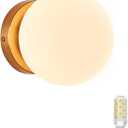 1-Light Wall Sconce, Mid Century Modern Globe Wall Sconces, Brass Gold Wall Light, Glass Wall Lamp, Indoor Round Light Fixture for Bedroom Bedside Bathroom Vanity Living Room Hallway Entry (Set of 1 (Style Round), Gold (With White Shade))