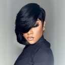 VRZ Pixie Cut Wigs for Black Women Side Part Chic Elegent Short Layered Pixie Cut Human Hair Wig With Bangs Full Machine Made wigs Human Hair Glueless Wear and Go