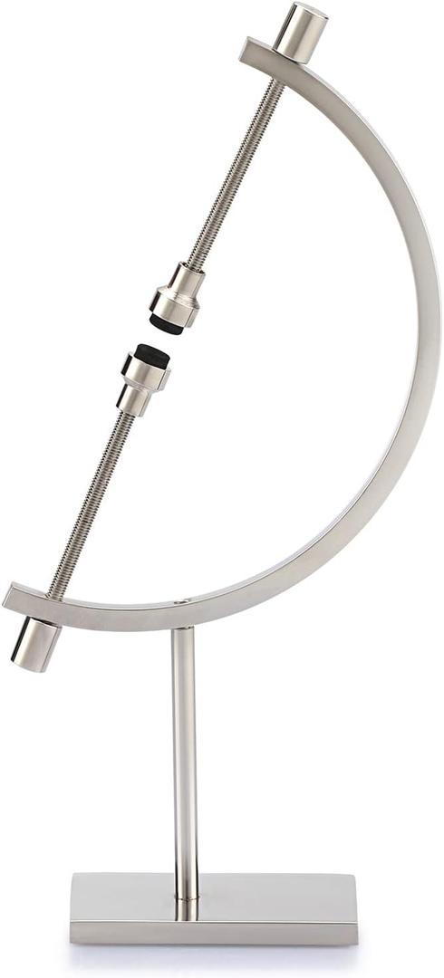 JUXYES Silver Tone Metal Sphere Holder Caliper Stand, Hold Max to 2-7/8, Caliper Style Display Stand for Mineral, Ornament, Gem, Shell, Coin, etc, Silver, Small