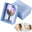 Wine Glass Sippy Cup Plastic Goblet Cup Beverage Mug Milk Bottle with Lid for Baby Kids Birthday Party Christmas Celebration New Year Celebrating (Purle)