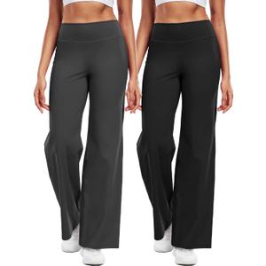 CADMUS Yoga Pants for Women Wide Leg Trousers High Waist Stretch Casual Lounge Sweatpants, 31" Height: 5'4"-5'7, X-Large, 70# Black,grey,pack of 2
