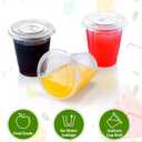 Eupako 8 oz Plastic Cups with Lids 100 Sets, Disposable Clear Cups with Lids, Cold Drink Containers for Beverage, Parfait, Smoothie