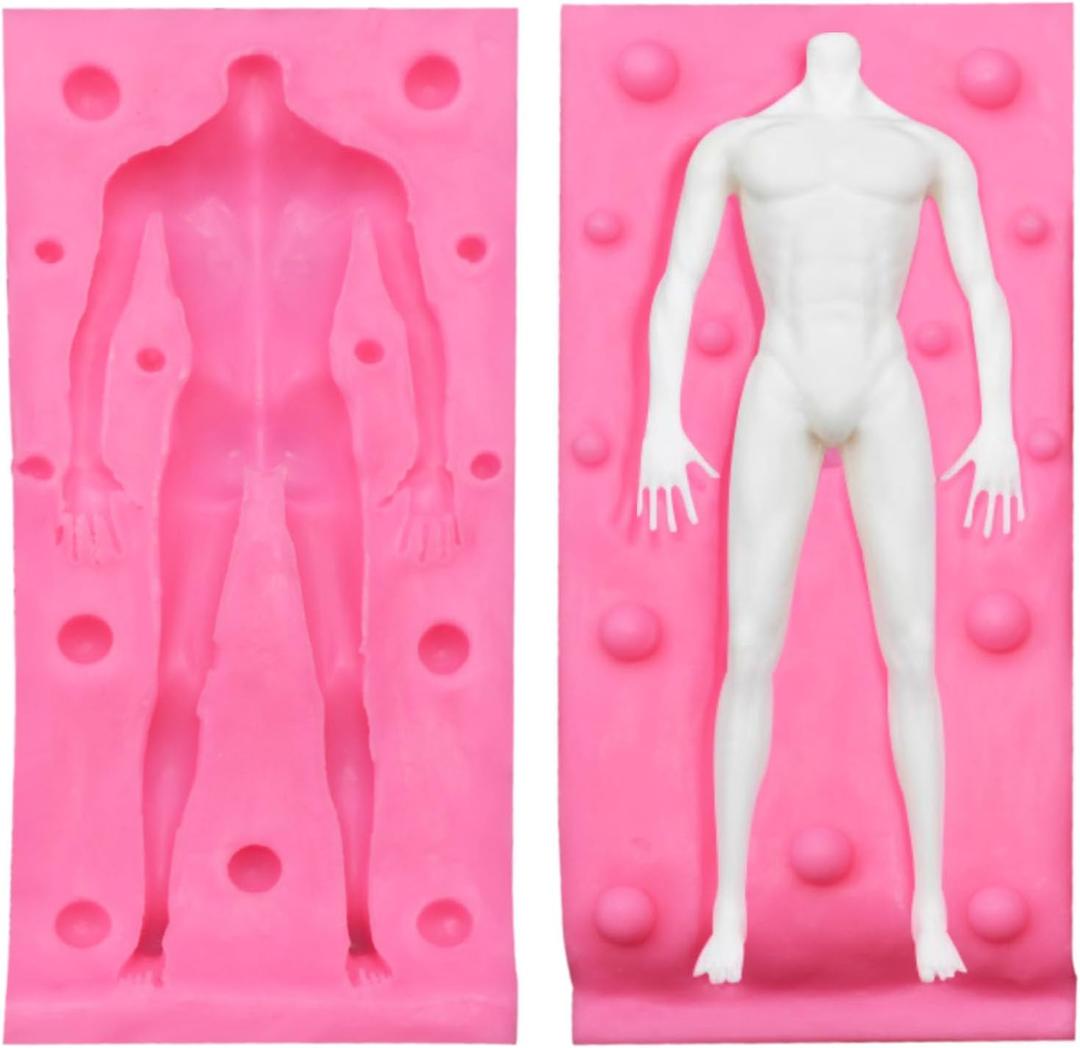 3D Human Body Silicone Clay Mold, Large Human Sculpture Polymer Mold Full Body Mold for Polymer Clay Craft (Large Man Body)