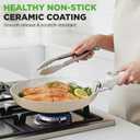 NutriChef 18-Piece Ceramic Cookware Set with Detachable Handles, Non Stick Pots and Pans, PTFE-Free Natural Ceramic Coating, Space-Saving Design, Oven & Stove Safe, Includes Utensils, Cream