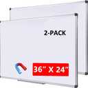 2 Pack 36" x 24" Magnetic Dry Erase Board with Removable Marker Tray| Commercial Quality Wall-Mounted Aluminum Message Presentation White Board for Kids, Students & Teachers