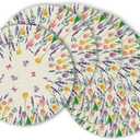 Artoid Mode Lavender Tulip Spring Round Placemats Set of 6, 14 Inch Seasonal Summer Holiday Round Table Mats for Dining Decoration